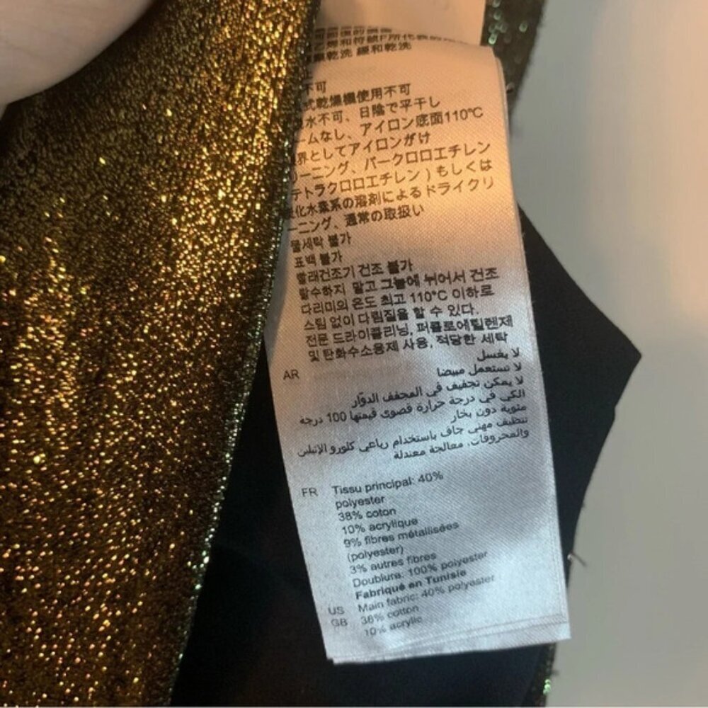 NWOT Sandro Julie Metallic Puffed Sleeve Woven Mini Dress 40 - Picture 8 of 16